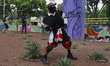 Members of the Black Bloc march to Mexico City Stadium in anticipation of the 2026 World C...