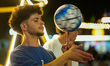Football fans gather at the opening of the Damascus World Cup Festival, a public fan zone...