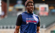 Jaylen Palmer of the Binghamton Rumble Ponies is present before a Minor League Baseball ga...