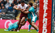 Chris Patolo is tackled during the BetFred Super League match between Hull Football Club a...