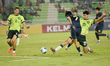 Australian national team player Luca Didulica blocks the ball from Thai national team play...