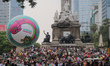 A parade balloon is seen during ''The Ball Returns Home'' parade as part of the 2026 FIFA...