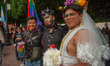 Members of the LGBTIQ+ community participate in the Pride parade, celebrating its tenth ed...