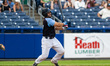 Aidan Paradine of the Trenton Thunder hits the ball during an MLB Draft League baseball ga...
