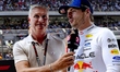 David Coulthard speaks with Formula 1 driver Max Verstappen of Oracle Red Bull Racing duri...