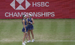 Tereza Mihalikova of Slovakia competes in the women's doubles final at The HSBC Championsh...