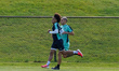 Adalberto Carrasquilla #08 of the Panama national football team warms up during a training...