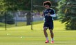 Adalberto Carrasquilla #08 of the Panama national football team warms up during a training...