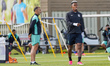 Edgar Yoel Barcenas #11 of the Panama national football team warms up during a training se...