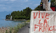 Vive la France graffiti is seen in Evian, France as the G7 Summit begins on June 15, 2026....