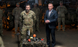 Commander of the Third Army Corps of the Ukrainian Land Forces Andrii Biletskyi (left) and...