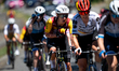 Riders of Cofidis Women Team ride in the peloton during Stage 3 of the Tour Feminin Intern...