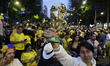 Colombian fans gather at the Angel of Independence in Mexico City, Mexico, on June 16, 202...
