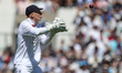 James New of England receives the ball during the second Rothesay Test Match Day 1 between...