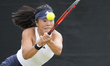 Mimi Xu competes during the Round of 16 doubles match at the 2026 Lexus Nottingham Open Wo...