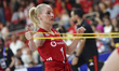 Gizem Orge of Turkey during the pre-match warm-ups at the FIVB Volleyball Nations League m...