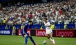 Josip Sutalo of Croatia and Nico Oreilly of England during the 2026 World Cup at AT&T Stad...