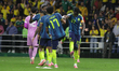 Players of Colombia celebrate during the FIFA World Cup Group K match between Colombia and...