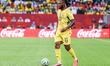 Antoine Semenyo controls the ball during the FIFA World Cup 2026 group stage match between...