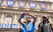 New York Knicks guards Jose Alvarado and Jordan Clarkson attend the 2026 NBA Championship...