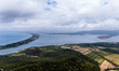 An aerial view clearly shows the distinctive geography of the Monte Argentario area, with...