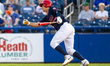 Jorge Ramirez of Team Mexico hits the ball during an MLB Draft League baseball game at Tre...