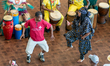 Performers and visitors dance during the 2026 Juneteenth Jubilee at the National Undergrou...