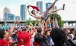 Canadian fans attend the 2026 FIFA World Cup Fan Festival to support their team for the ma...