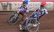 Nicolai Klindt of Redcar Bears (red) leads Ace Piper of Redcar Bears during Heat 6 of the...