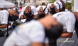 Participants practice yoga during a 24-hour countdown event to the International Day of Yo...