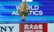Theodora Garrido from Chile competes in the mixed duet routine on day one of the World Aqu...