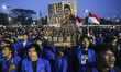 University students stage a protest against government policies, demanding lower fuel pric...