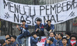 University students stage a protest against government policies, demanding lower fuel pric...