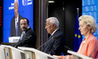 (L-R) Cypriot President Nikos Christodoulides, European Council President Antonio Costa, a...