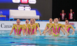 Team Mexico competes in the Team Technical final during the World Aquatics Artistic Swimmi...