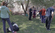 A damaged residential building is seen in the Kholodnohirsky district of Kharkiv, Ukraine,...