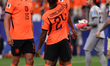 Cody Gakpo of the Netherlands scores his team's third goal during the FIFA World Cup Group...