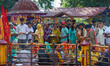 Kashmiri Pandit devotees perform religious rituals during a festival at Kheer Bhawani temp...