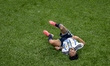 Nico Gonzalez of Argentina lies injured on the ground during the 2026 World Cup at AT&T St...