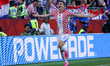 Ante Budimir #11 of Croatia celebrates his goal during the FIFA World Cup 2026 group stage...