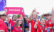 Panamanian fans arrive at the stadium before the 2026 FIFA World Cup Group L match between...