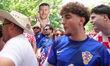Croatian fans arrive at the stadium before the 2026 FIFA World Cup Group L match between P...