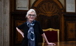 American novelist Elizabeth Strout poses at the Capitolare Hall of the Vatican Basilica be...