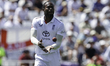 Jofra Archer of England receives the ball during the first day of the Third Rothesay Test...