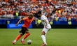 Donyell Malen of the Netherlands and Ali Abdi of Tunisia compete during the 2026 World Cup...