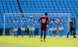 Oscar Sjostrand of Malmo FF celebrates with his teammates after scoring a goal during the...