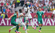Lamine Camara #08 of Senegal heads the ball during the 2026 FIFA World Cup Group I match b...