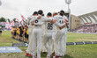 Team New Zealand gathers in a huddle ahead of play during the 3rd Rothesay Test Match Day...
