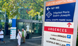 The entrance of the Saint Joseph Hospital with a sign indicating the emergency is seen dur...