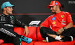 SPIELBERG, AUSTRIA - JUNE 27: 
(L-R) George Russell of Great Britain and Mercedes-AMG and...
